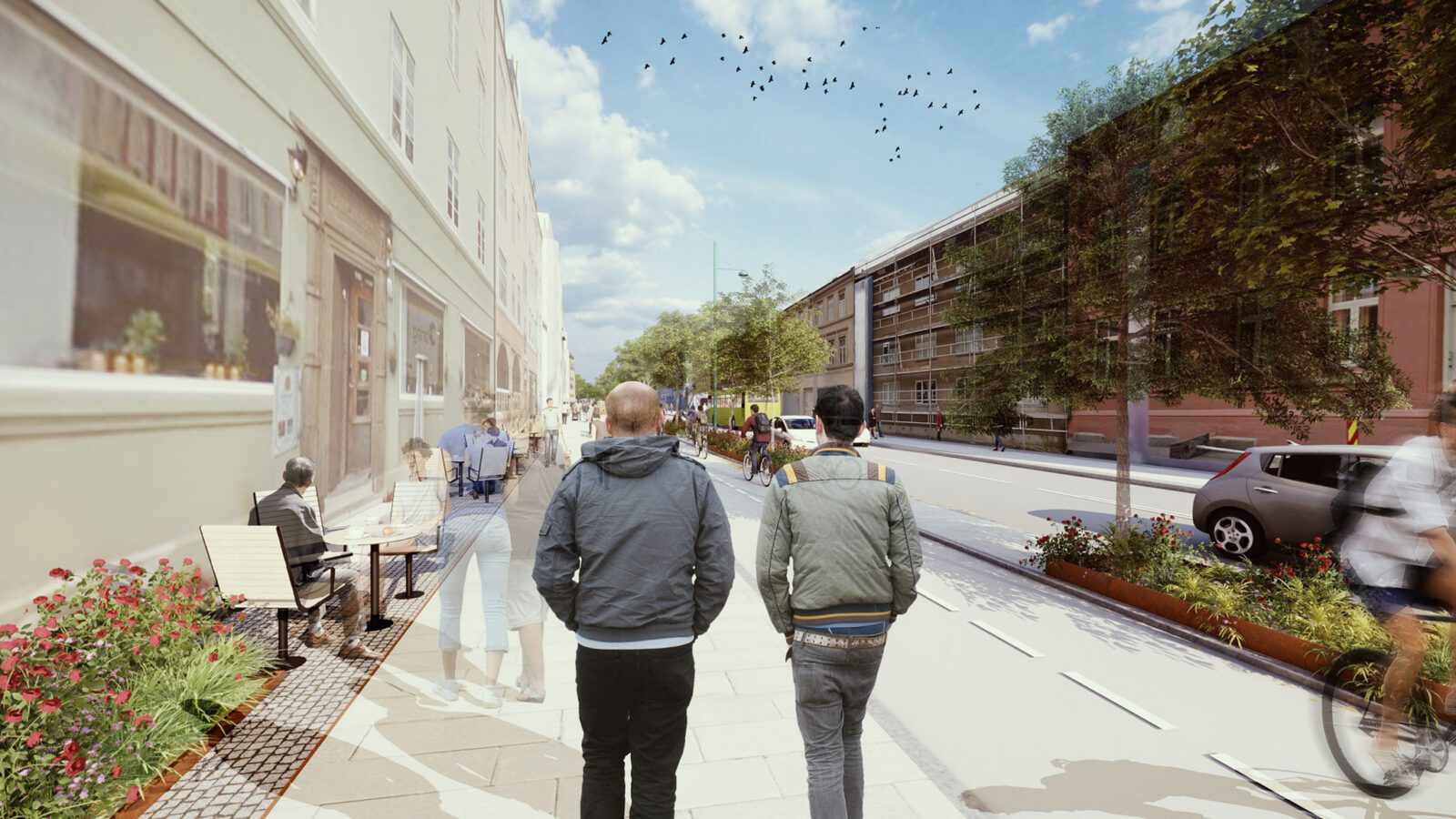 Innherredsveien, Bassengbakken og Mellomveien sett fra nord (ill: Asplan Viak)