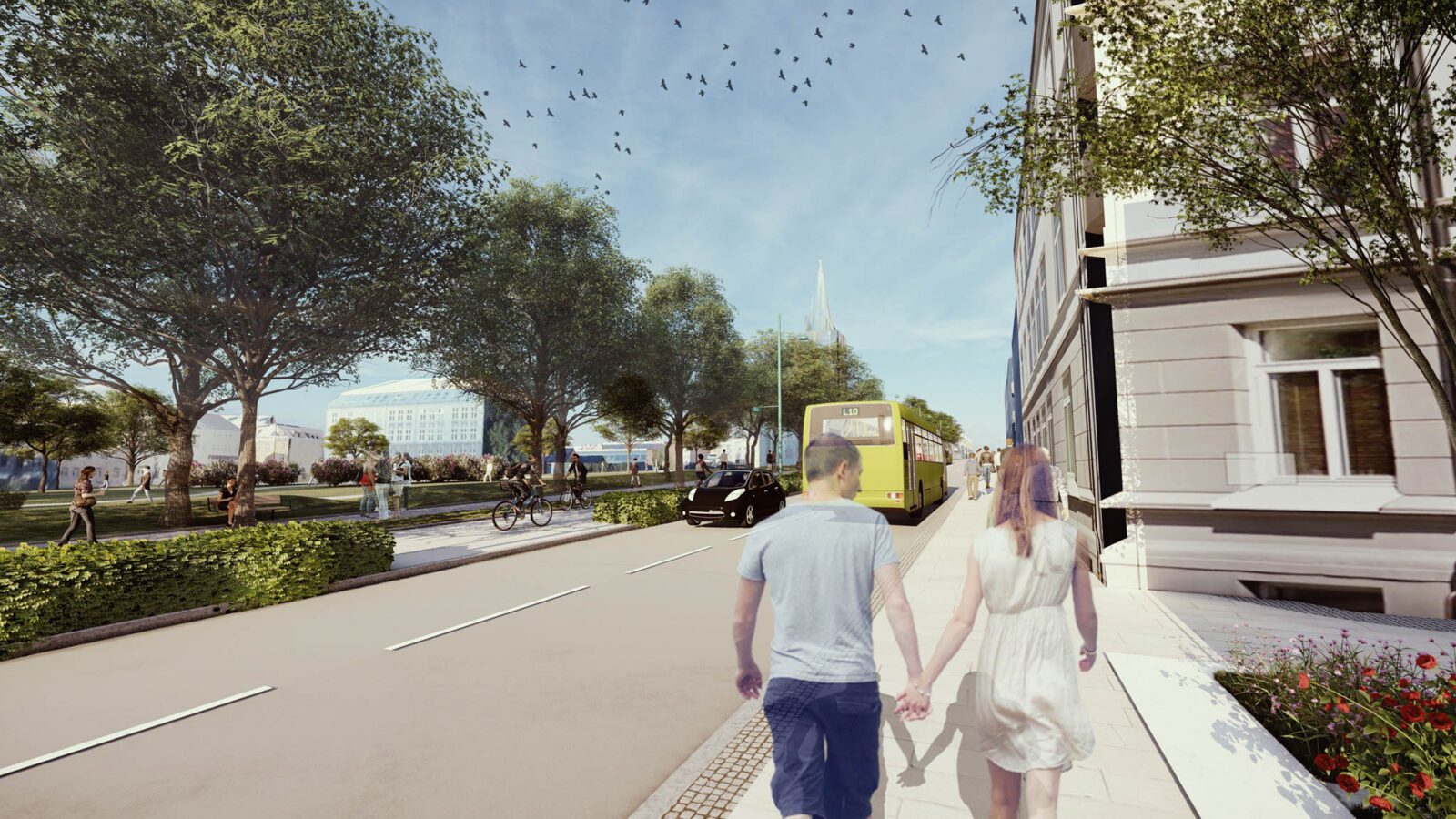 Innherredsveien, Lademoparken sett fra sør (ill: Asplan Viak)