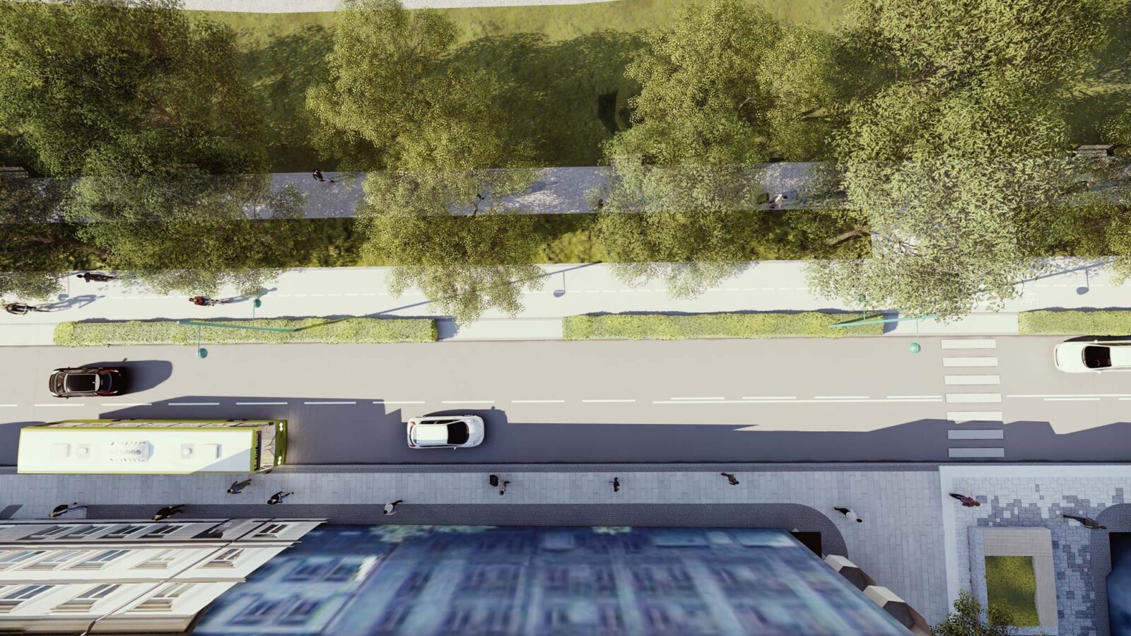 Innherredsveien, oversiktsbilde over Lademoparken (ill: Asplan Viak)