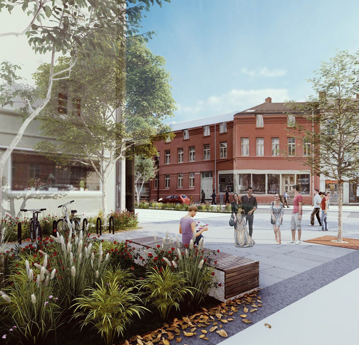 Innherredsveien, åpen gateplass sett fra nord (ill: Asplan Viak)