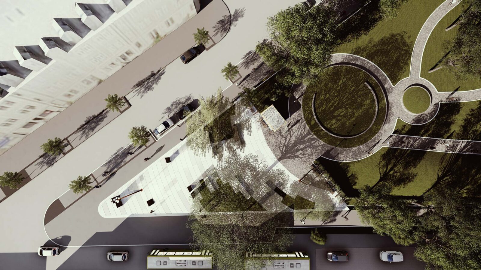 Innherredsveien, oversiktsbilde over åpen plass (ill: Asplan Viak)